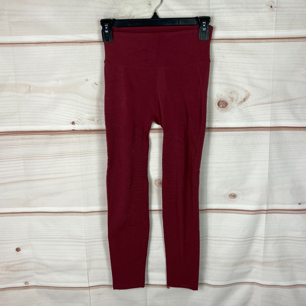 Free People Movement Leggings Womens S Red Laser Cut Capri Cut Out High Waist